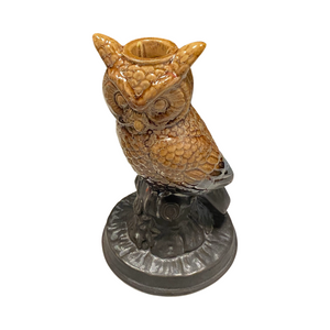 Ceramic Owl Candle Holder Bronze