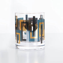 Load image into Gallery viewer, Blue and Gold Foil Vintage Modern Cocktail Glass