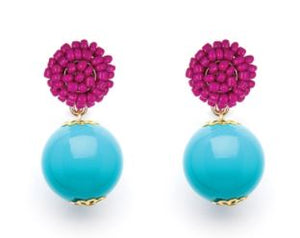 Candy Drop Earrings  Magenta & Turquoise