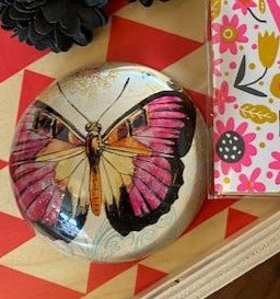 Pink Butterfly Paperweight