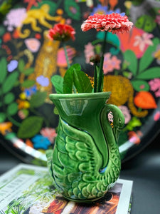Vintage Swan Vase  Green