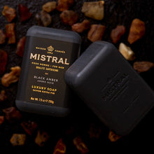 Load image into Gallery viewer, MISTRAL BAR SOAP: BLACK AMBER