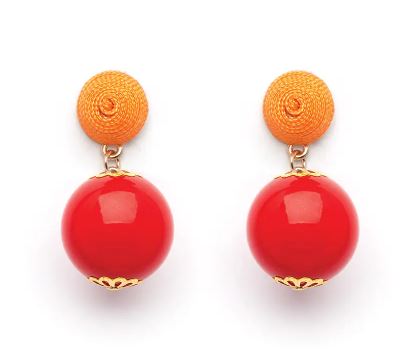 Candy Drop Earrings Red Orange Thread