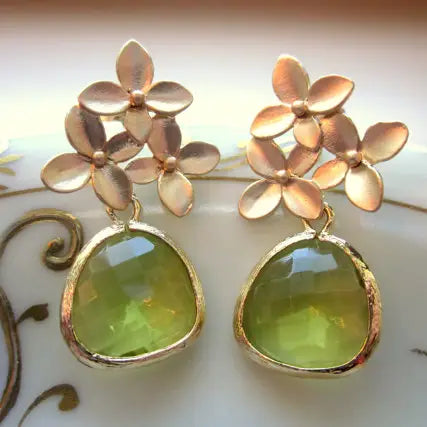 Green Cherry Blossom Earrings