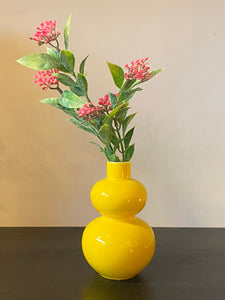 Glossy Porcelain Mini Double Lobed Vase  Yellow
