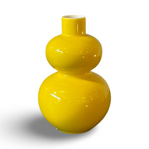 Glossy Porcelain Mini Double Lobed Vase  Yellow