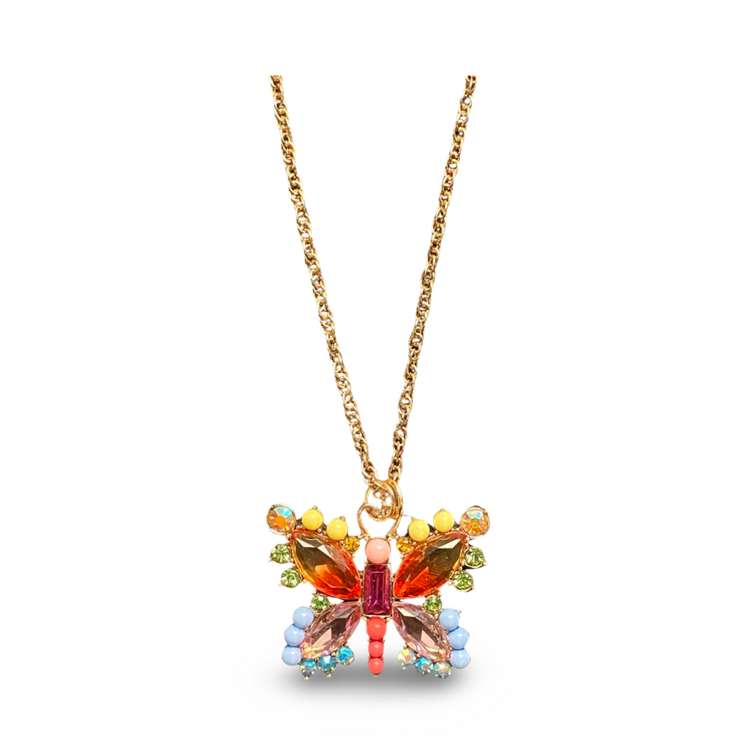 Crystal Rainbow Butterfly Necklace