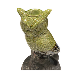 Ceramic Owl Candle Holder Olive