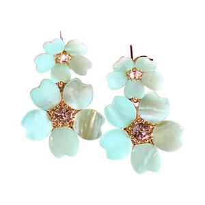Pearlized    Flower Petal Earrings  Seafoam