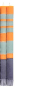 British Colour Standard Stripe Taper Candle Gunmetal Marigold