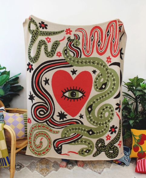 Snake Heart Knit Blanket