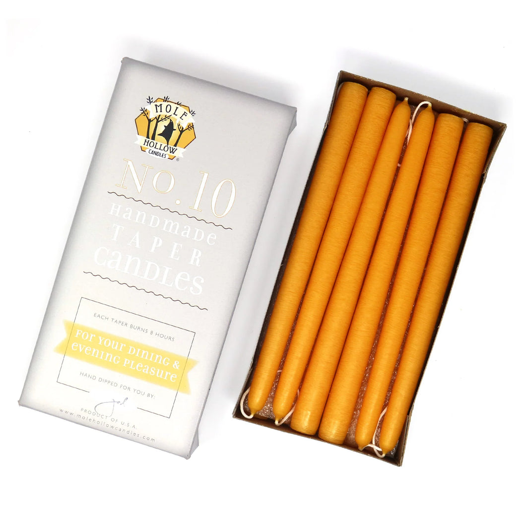 10 inch Taper Candle  Pair   Yellow Gold