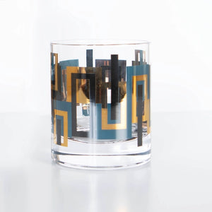 Blue and Gold Foil Vintage Modern Cocktail Glass