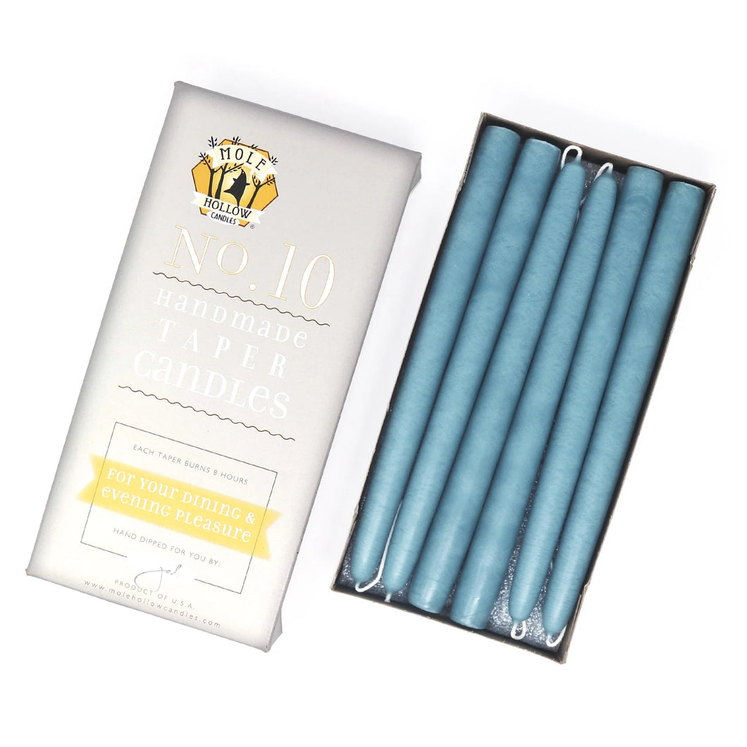 10 inch Taper Candle  Pair    Dusty Blue
