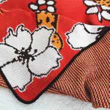 Load image into Gallery viewer, Leopard in Flower Patch Knit Blanket
