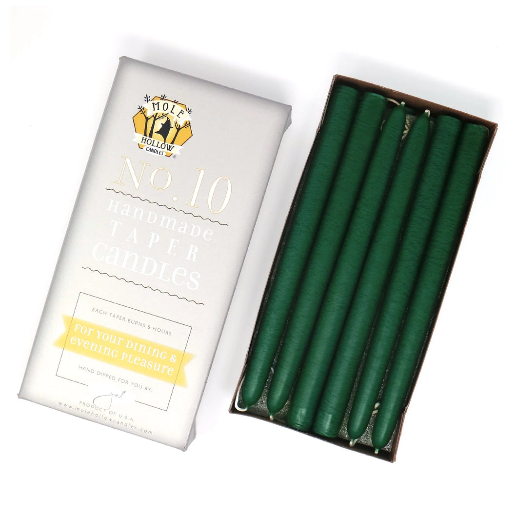 10 inch Taper Candle  Pair    Emerald Green