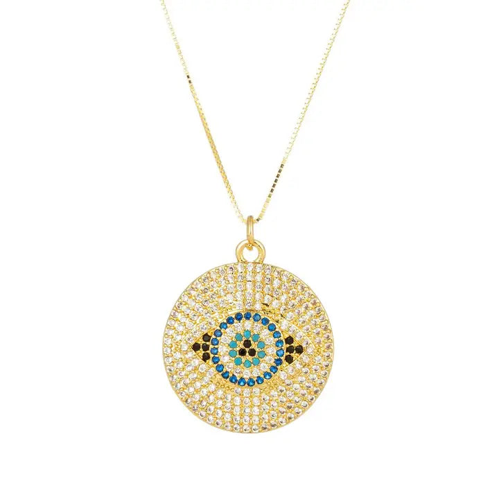 Turquoise Evil Eye 14K Gold Charm Necklace