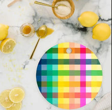 Load image into Gallery viewer, Rainbow Gingham Cutting Board  (On Reorder!)
