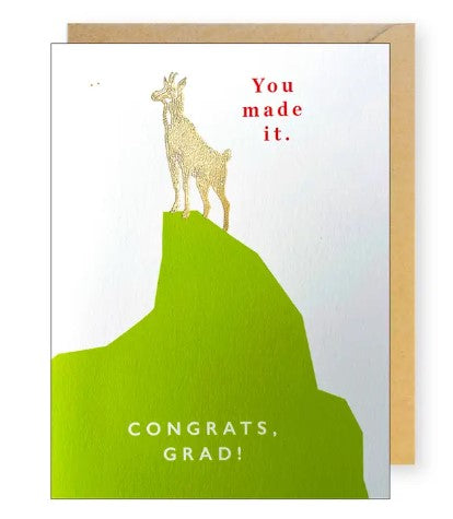 Graduation Mountain Goat Greeting Card