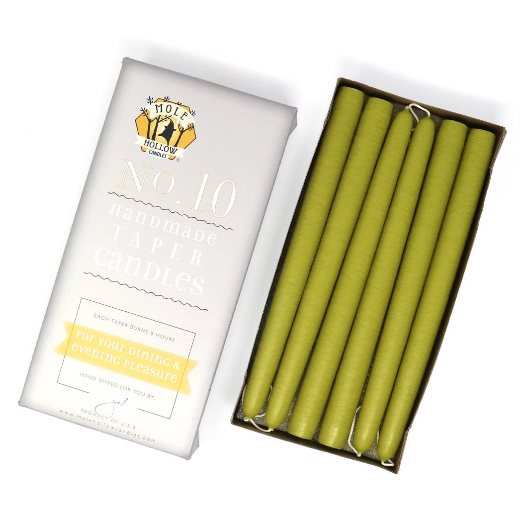 10 inch Taper Candle  Pair    Green Granny Smith