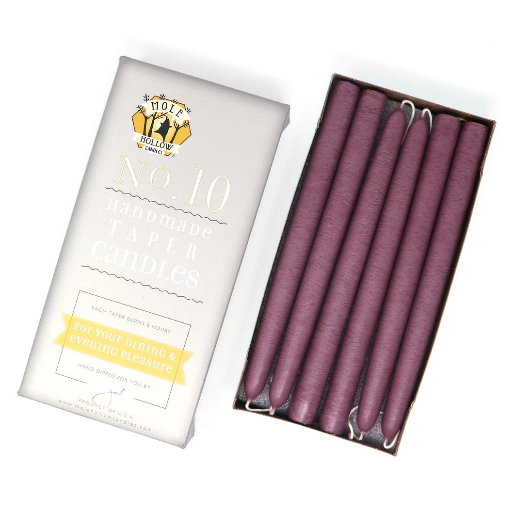 10 inch Taper Candle  Pair    Mauve