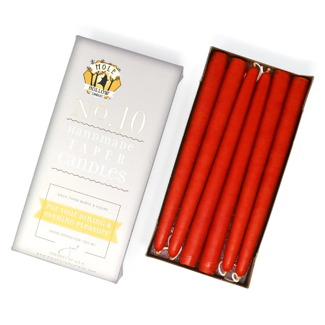 10 inch Taper Candle  Pair   Sunspot Orange