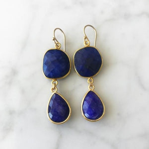 Rome Earrings Gold + Sapphire