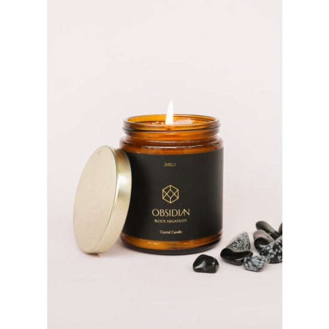 Amber Crystal Candle - Obsidian