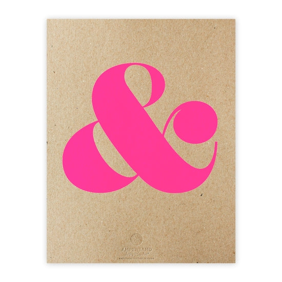 Ampersand Screen Print on Kraft - Neon Pink
