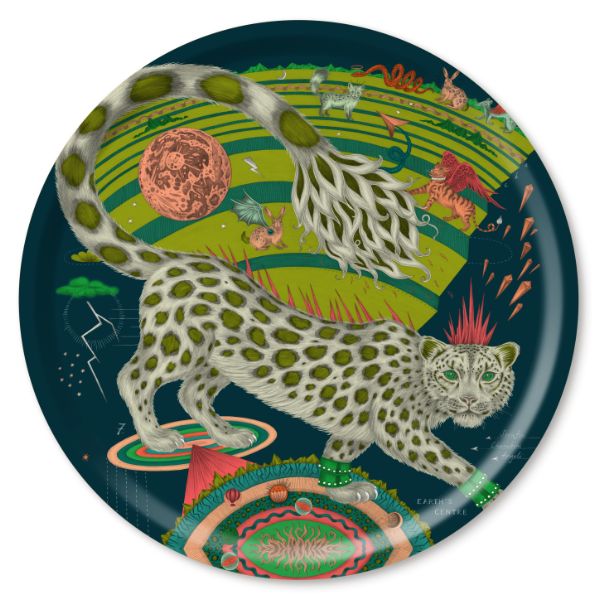 Snow Leopard Round Tray  Forest