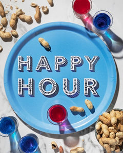 Blue Happy Hour Round Tray
