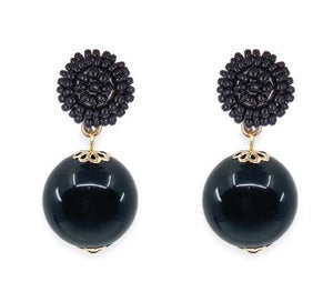 Candy Drop Earrings Black Beads