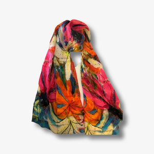 Lilies and Echinacea Silk Scarf