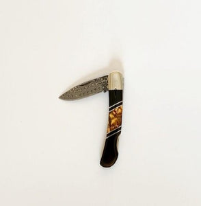 Mammoth Tusk  (Brown) 3" Lockback Knife With Damascus Steel Blade