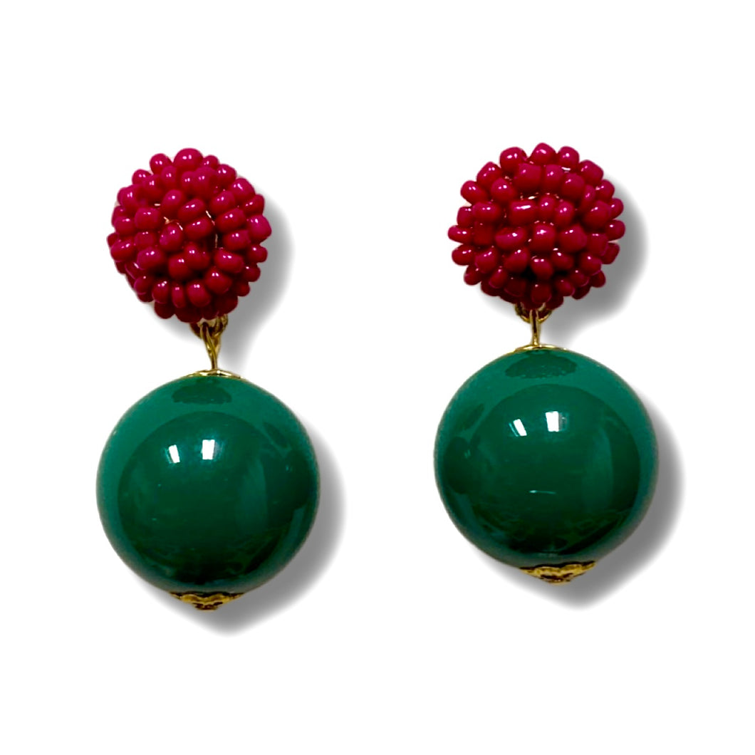 Candy Earrings  Green & Magenta