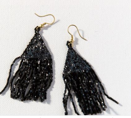 Black Luxe Petite Fringe Earring