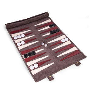 Travel Backgammon Grey Roll Up