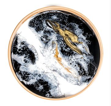 Round Bamboo & Resin Serving Tray  Onyx